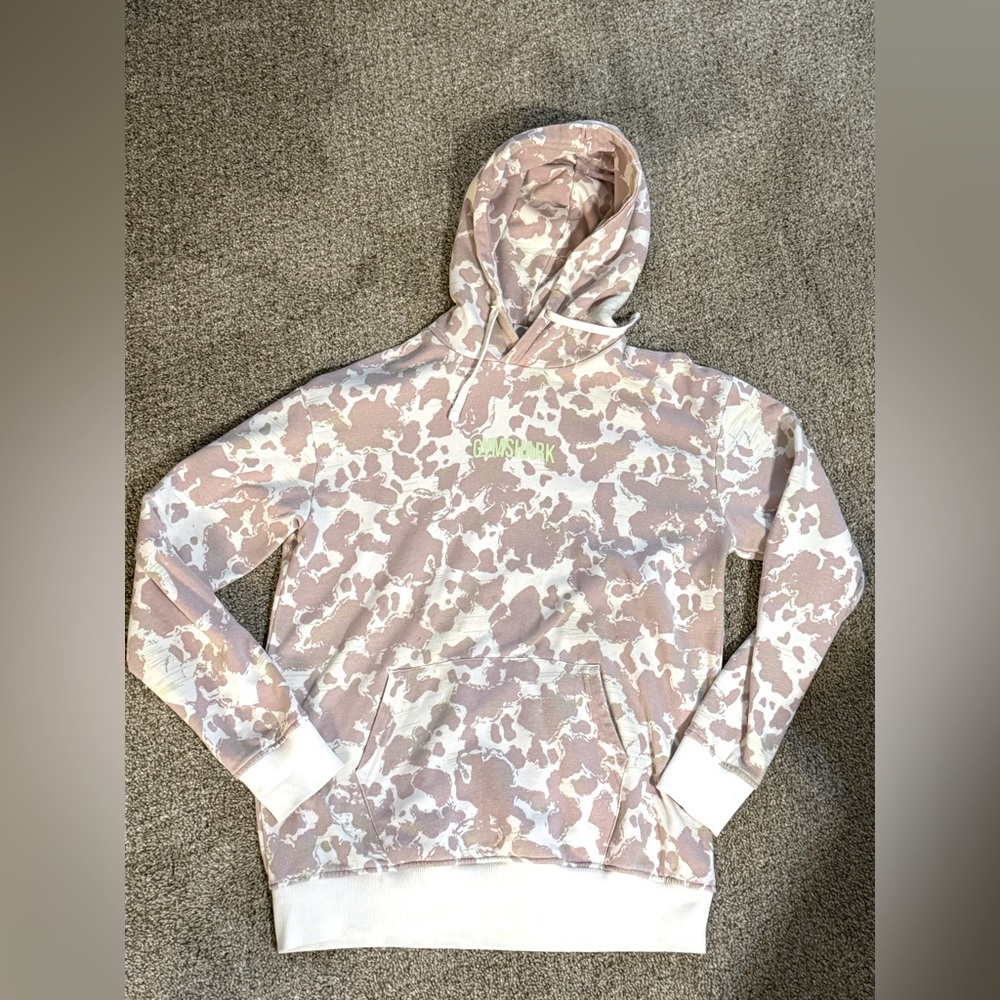 Gymshark- hoodie- dust pink/white -size S- worn 3 times like new - super cozy